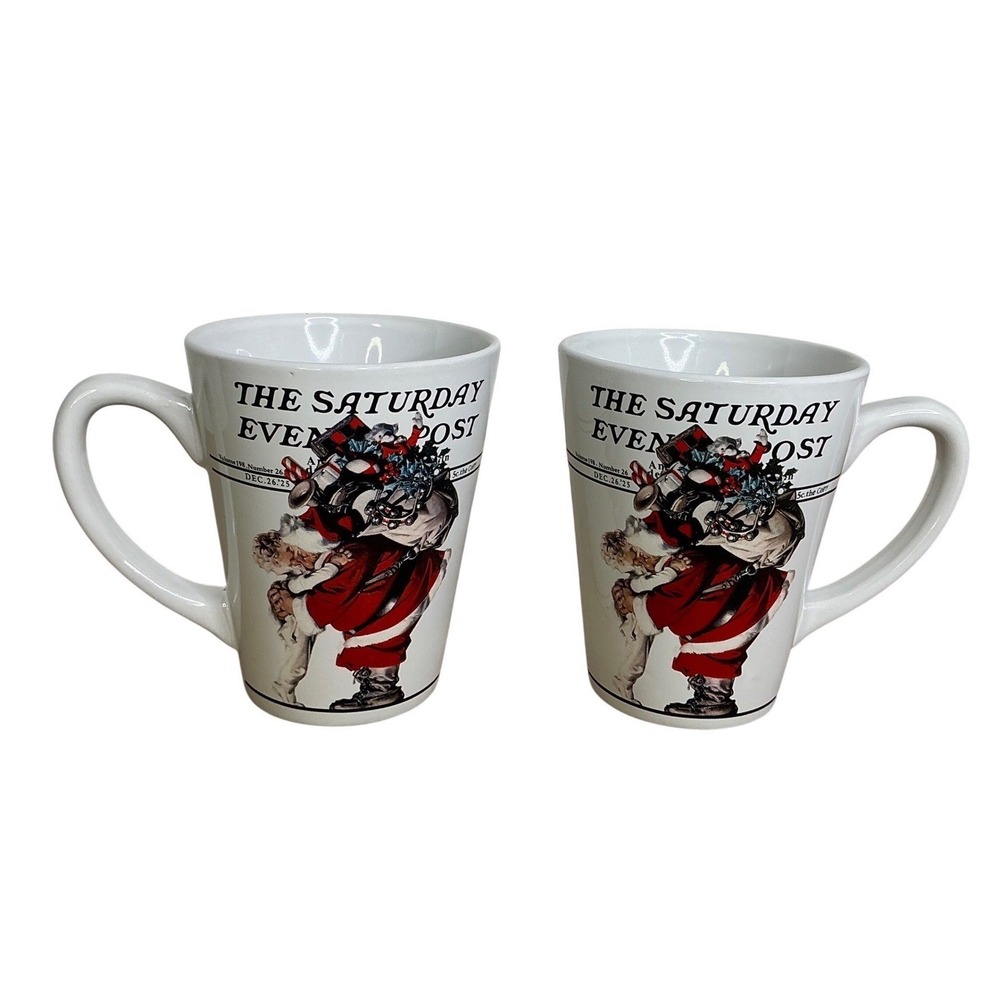 The Saturday Evening Post Vintage‎ Santa Claus Christmas Mugs Set of 2